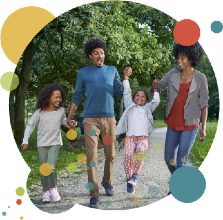A family walking together in the park